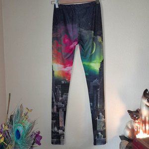 Vibrant NYC Skyline Celestial Allover Print 3D Print Space Cityscape Leggings
